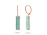 0.36 Ctw Diamond and 2.06 Ctw Composite Turquoise 14k Rose Gold Bar Earring