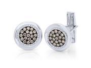 1.00 Ctw 14k White Gold White and Champagne Diamond Cuff Links