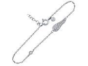 Sterling Silver Rhodium Plated CZ Wing Bracelet 7 1 Size 7