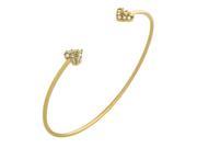 Sterling Silver Gold Plated Wire Bangle With Small CZ Hearts