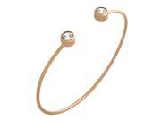 Sterling Silver Rose Gold Plated Wire Bangle With 5mm CZ Rounds