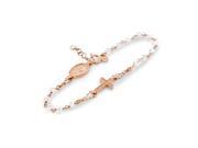 .925 Sterling Silver Rose Gold Plated And Moonstone Rosary Bracelet 7 1 Size 7