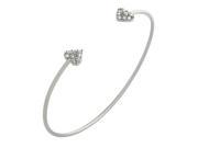 .925 Sterling Silver Rhodium Plated Wire Bangle With Small CZ Hearts