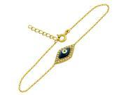 Sterling Silver Gold Plated Clear CZ Eye Bracelet With Dark Blue Eye 6 1 Size 6