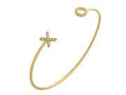 .925 Sterling Silver Gold Plated Wire Bangle With CZ Xo