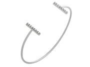 .925 Sterling Silver Rhodium Plated Wire Bangle With CZ Bars