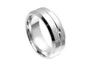 Cobalt Ring High Polish Beveled Edge Grooved Center With 0.07 Ctw White Diamond Center Stone 8mm