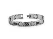 High Polished Tungsten Carbide Bracelet With Square shaped Black Silver color Carbon Fiber Inlay