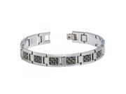 High Polished Tungsten Carbide Bracelet With Square shaped Black Golden Carbon Fiber Inlay