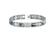 High Polished Tungsten Carbide Bracelet With Abalone Shell Inlay