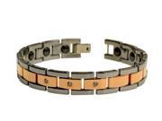 Two tone Tungsten Carbide Rose gold Plated High Polished With 3 Cubic Zirconia Bracelet