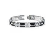 High Polished Tungsten Carbide Bracelet With Trapezoid shaped Black Carbon Fiber Inlay