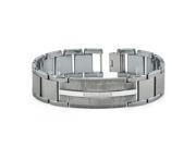 Rough Scratched Finish Tungsten Carbide Id Bracelet With 7 CZs Inlay