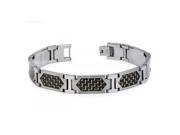 High Polished Tungsten Carbide Bracelet With Hexagon shaped Black Golden Carbon Fiber Inlay