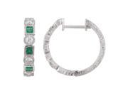 0.29 Ctw Diamond 14k White Gold Emerald Round Shape Womens Gemstone Earrings