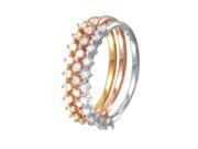 .925 Sterling Silver Rhodium Plated Tri Color Stackable CZ Ring