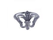 .925 Sterling Silver Rhodium Plated CZ Fleur De Lis Ring .925 Sterling Silver Rhodium Plated CZ Fleur De Lis Ring