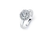 .925 Sterling Silver Rhodium Plated Clear Round Center Cluster CZ Bridal Ring .925 Sterling Silver Rhodium Plated Clear Round Center Cluster CZ Bridal Ring