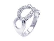 .925 Sterling Silver Rhodium Plated Pave Set CZ Link Ring