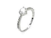 .925 Sterling Silver Rhodium Plated Round Center Clear CZ Bridal Ring