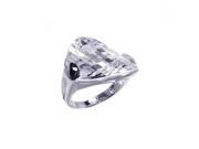 .925 Sterling Silver Rhodium Plated Big Clear CZ Ring
