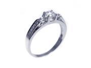 .925 Sterling Silver Rhodium Plated Clear Center CZ Ring