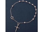 .925 Sterling Silver Matte Finish Glittered Beads Rosary Bracelet 3mm