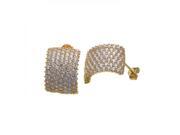 .925 Sterling Silver Gold Plated Pave CZ Stud Earring