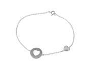 .925 Sterling Silver CZ Heart Cutout Bracelet