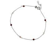 .925 Sterling Silver Chain Link Anklet with Multiple Beads