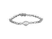 .925 Sterling Silver Rhodium Plated CZ Infinity Bracelet With Synthetic Mother of Pearl