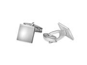 .925 Sterling Silver Rhodium Plated Plain Engravable Square Cufflink