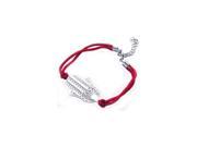 .925 Sterling Silver Rhodium Plated Filigree Hamsa Red Cord Bracelet