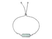.925 Sterling Silver Rhodium Plated White Opal with CZ Lariat Bracelet