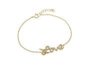 .925 Sterling Silver Gold Plated Love CZ Inlay Bracelet