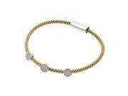 .925 Sterling Silver Rhodium Gold Plated 3 Circle Clear CZ Italian Bracelet