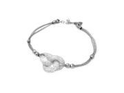 .925 Sterling Silver Rhodium Plated 3 Bead Sides Knot Center Italian Bracelet