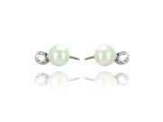 .925 Sterling Silver Rhodium Plated Pearl Stud Earring