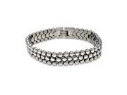 Stainless Steel Thre Row High Polish Bead Bracelet