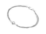 .925 Sterling Silver Rhodium Plated Multi Stand Beaded Bracelet