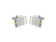 Stainless Steel Rectangle With Gold Plated Design Cufflinks