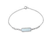 .925 Sterling Silver Rhodium Plated Mother Opal Center Stone Bracelet