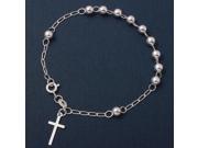 .925 Sterling Silver High Polished Rosary Bracelet 5mm