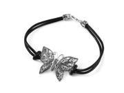 .925 Sterling Silver Beaded Butterfly Leather Bracelet