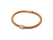 .925 Sterling Silver Rose Gold & Rhodium Plated Bar Clear CZ Beaded Italian Bracelet .925 Sterling Silver Rose Gold & Rhodium Plated Bar Clear CZ Beaded Italian Bracelet