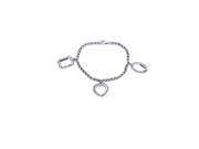 .925 Sterling Silver Rhodium Plated Open Multi Shape Charm Bracelet
