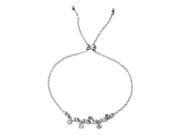 .925 Sterling Silver Rhodium Plated Circe Hoop with Dangling Confetti Lariat Bracelet