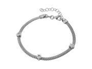 .925 Sterling Silver Rhodium Plated Three Clear CZ Bracelet