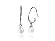 .925 Sterling Silver Rhodium Plated Dangling Fresh Water Pearl .925 Sterling Silver Rhodium Plated Dangling Fresh Water Pearl