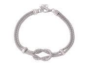 .925 Sterling Silver Rhodium Plated Knot and Bar Bracelet